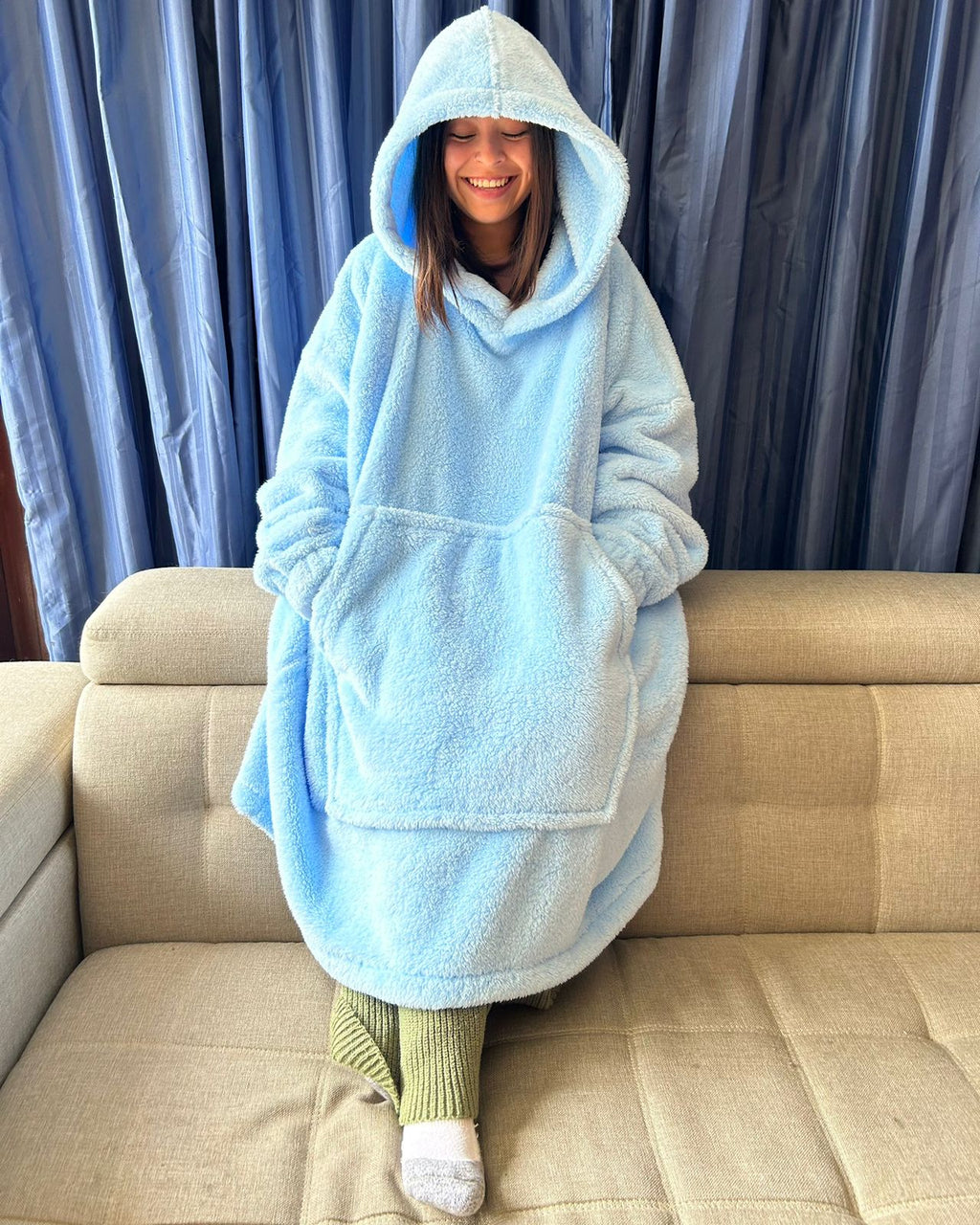 BLANKET COAT TEDDY AZUL CIELO