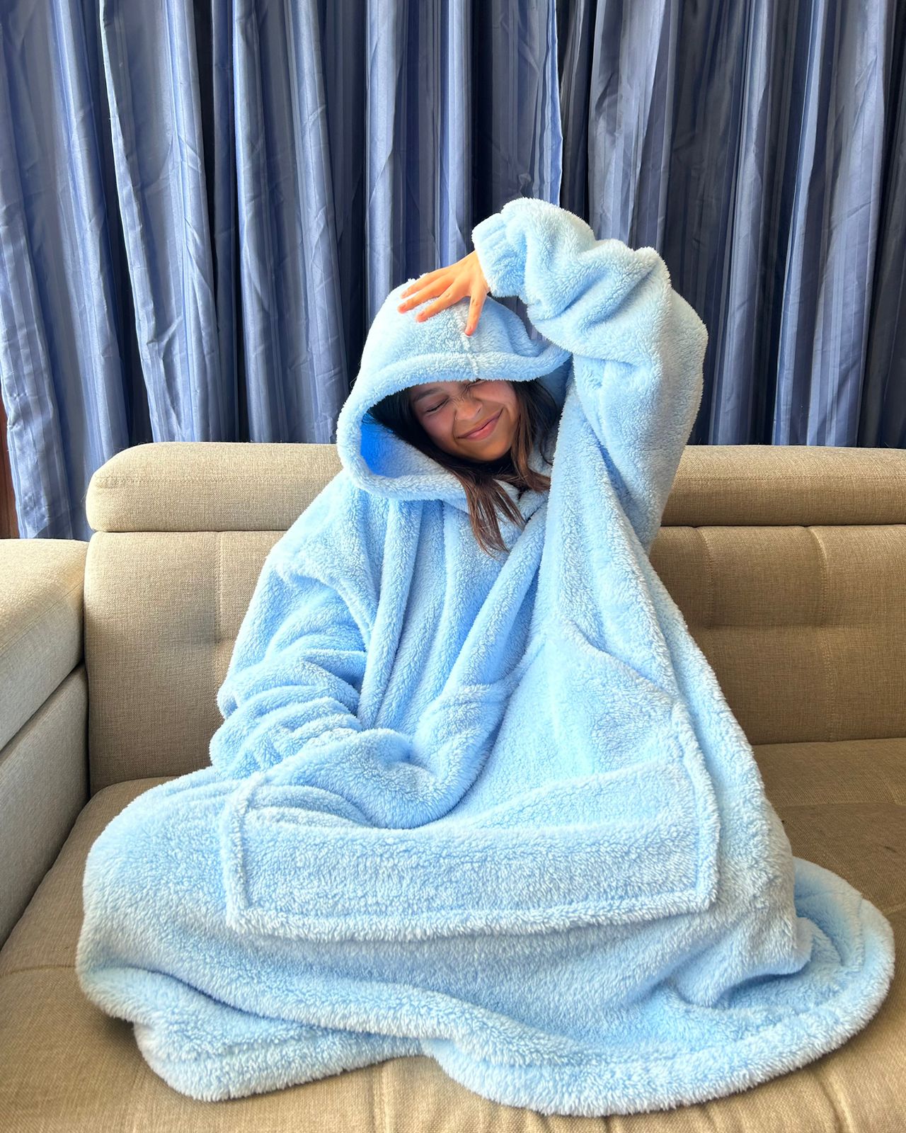 BLANKET COAT TEDDY AZUL CIELO