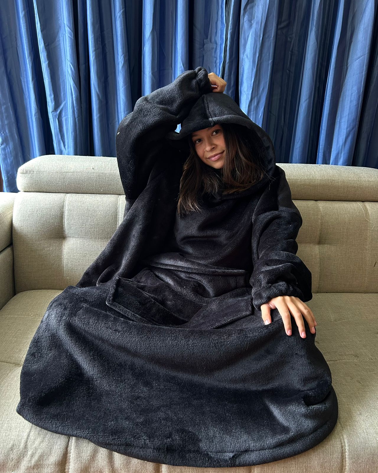 BLANKET COAT DOBLE NEGRO