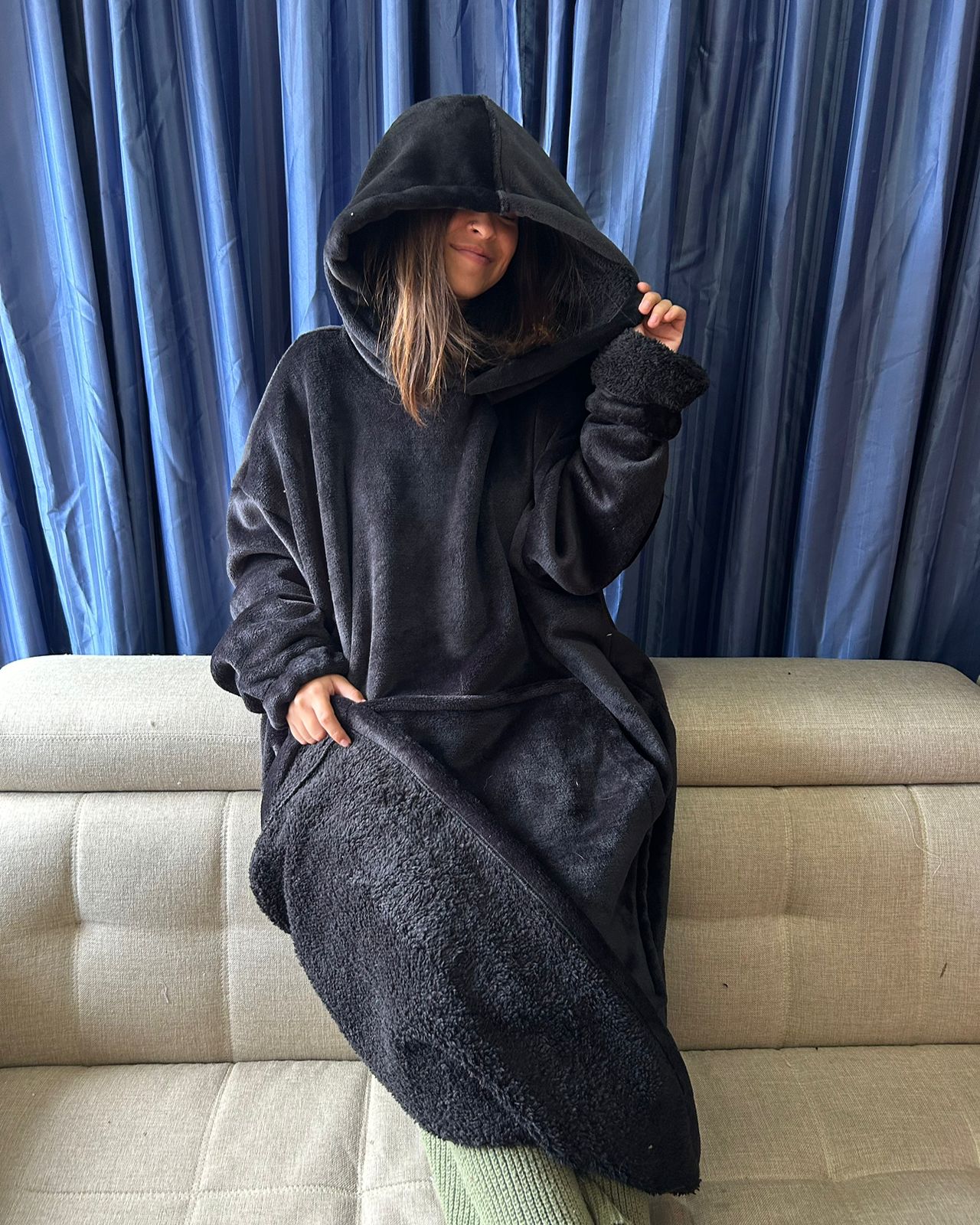 BLANKET COAT DOBLE NEGRO
