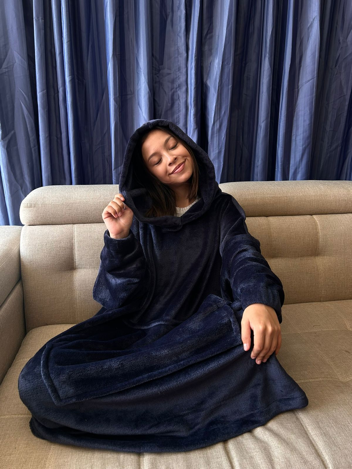 BLANKET COAT AZUL MARINO