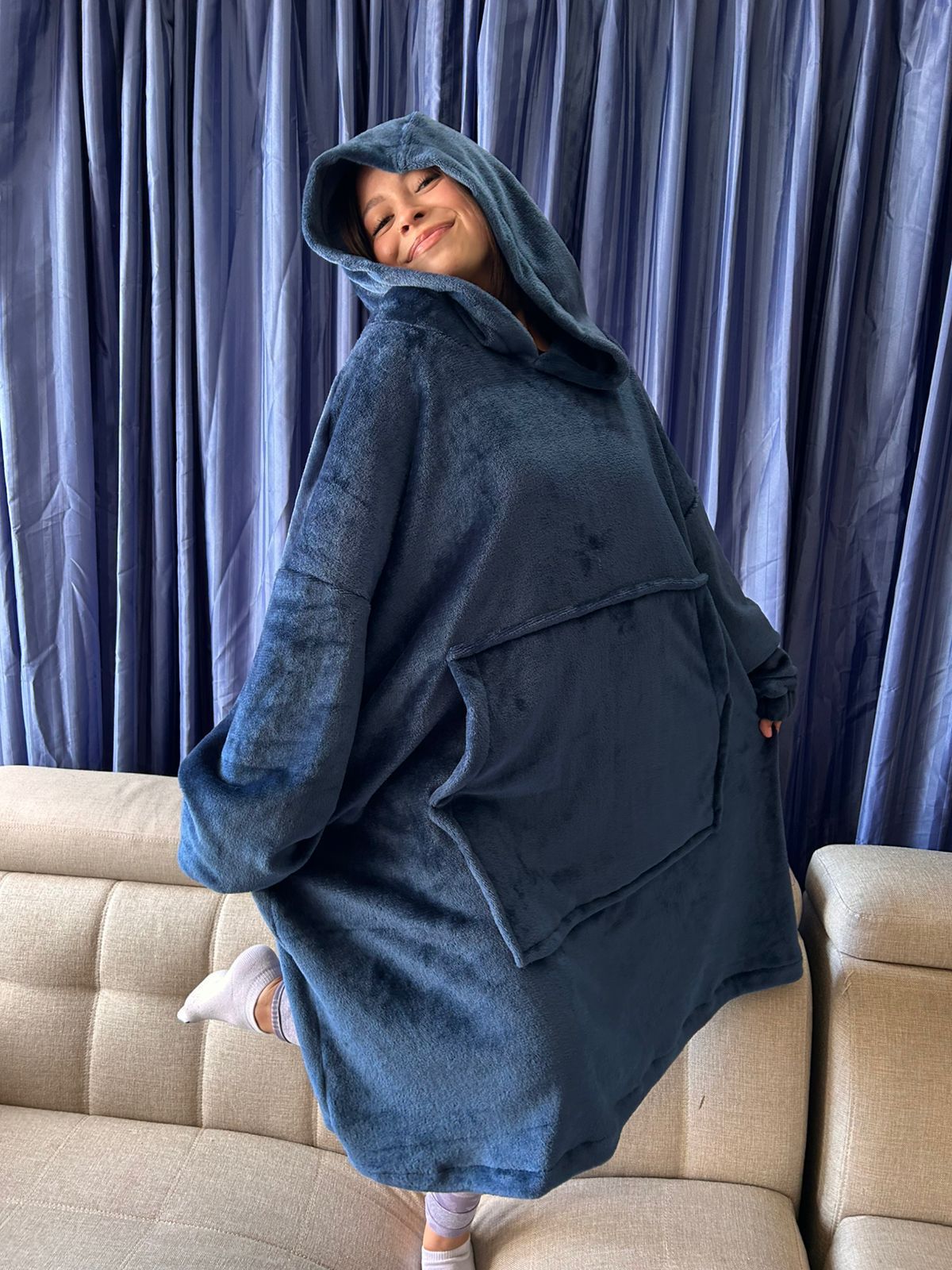 BLANKET COAT AZUL PETRÓLEO