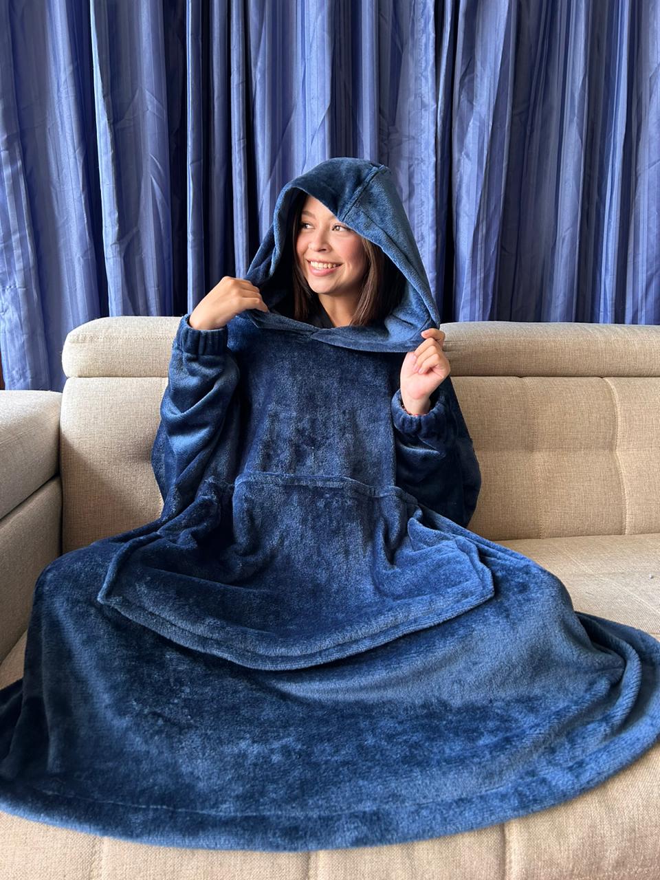 BLANKET COAT AZUL PETRÓLEO