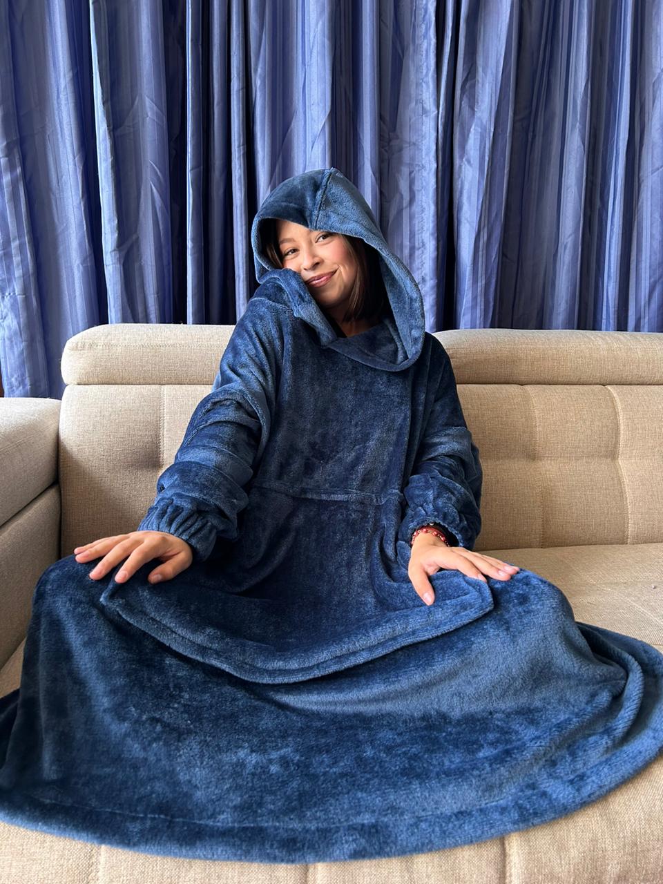 BLANKET COAT AZUL PETRÓLEO