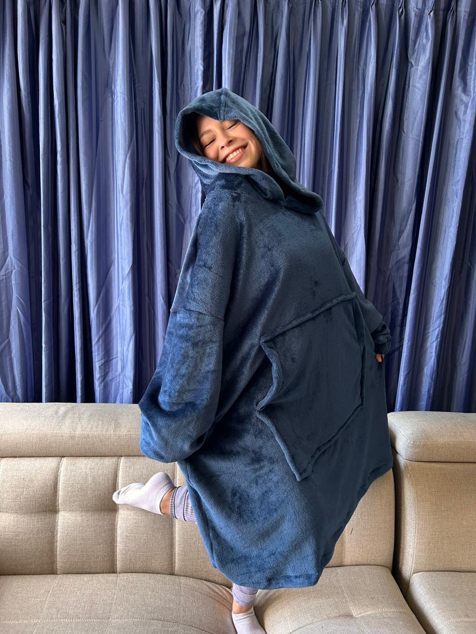 BLANKET COAT AZUL PETRÓLEO