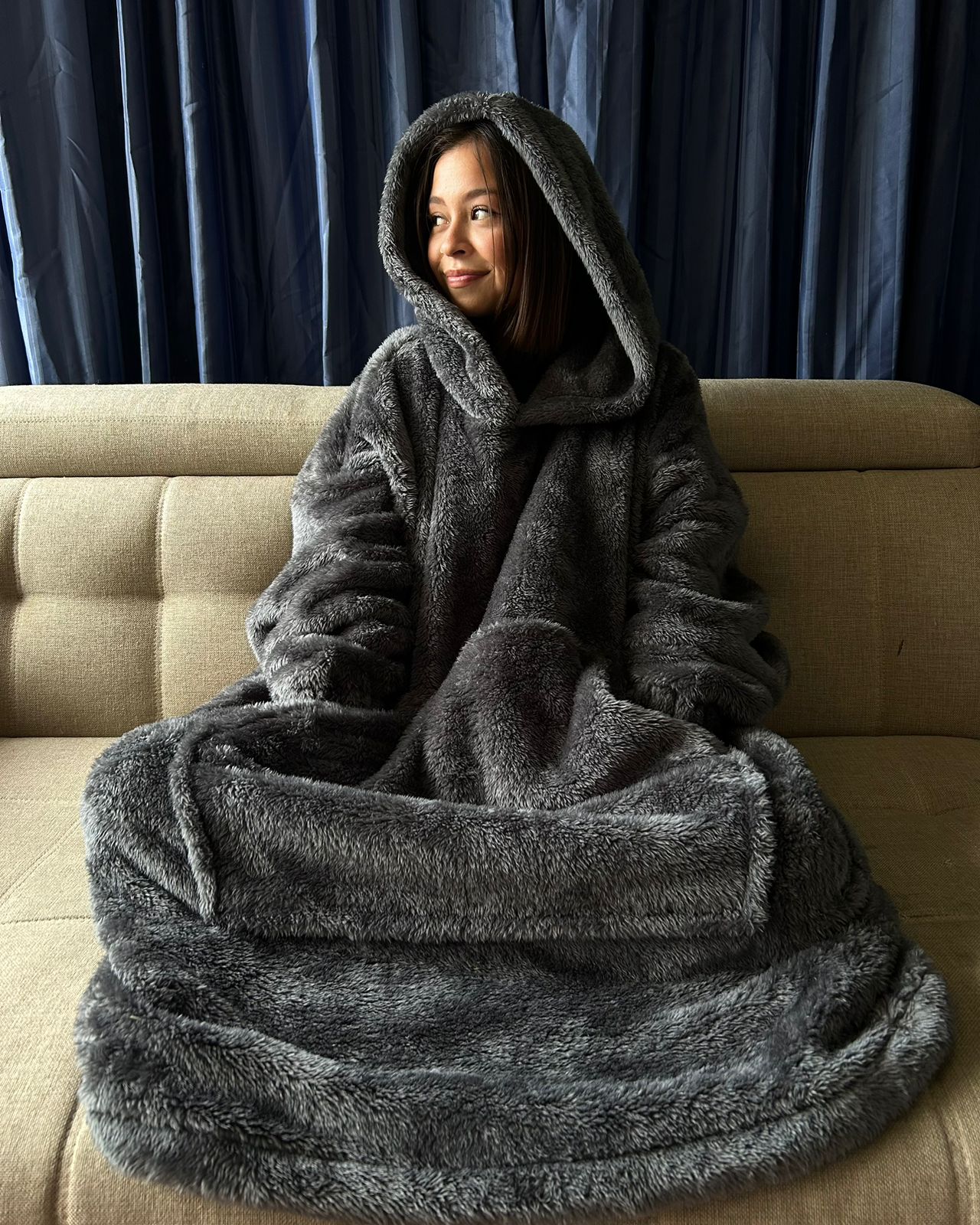 BLANKET COAT TEDDY GRIS