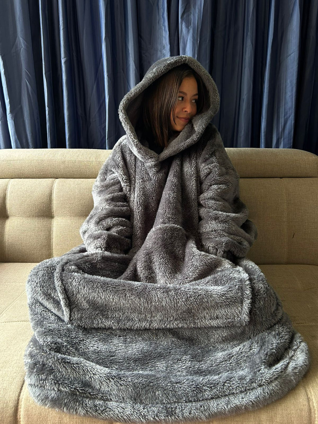 BLANKET COAT TEDDY GRIS