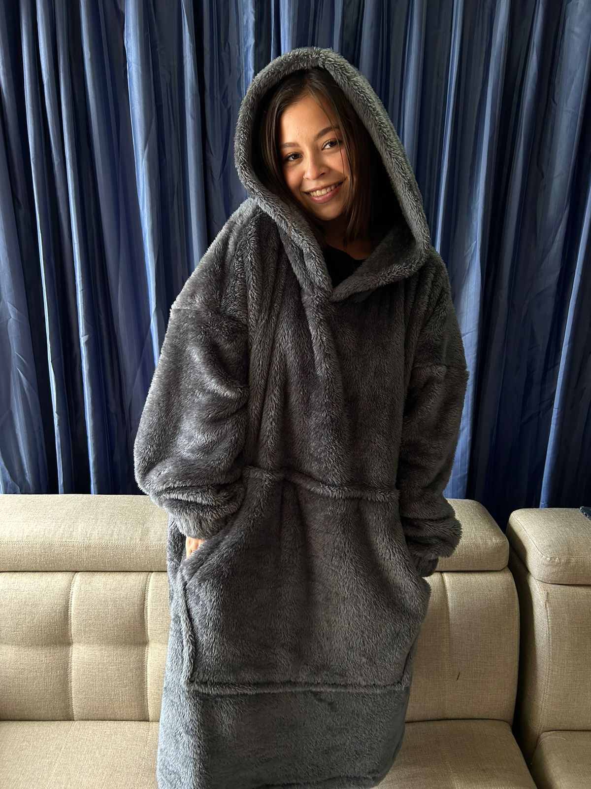 BLANKET COAT TEDDY GRIS