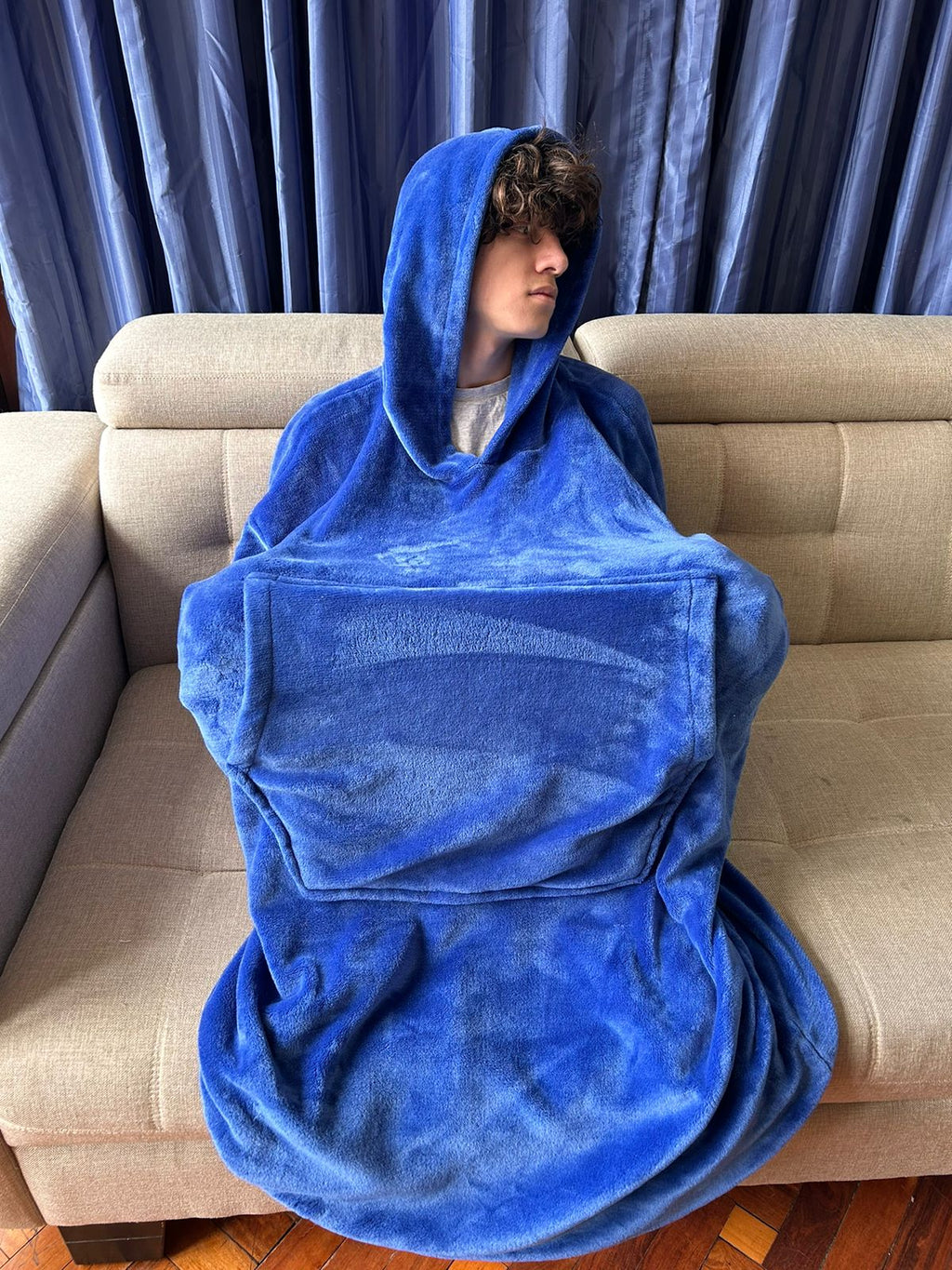 BLANKET COAT AZUL ELÉCTRICO